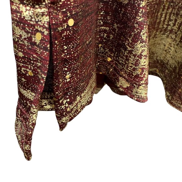 Salon Studio Metallic Top Plus Size 3X Red Gold Womens Stretch Tunic Holiday - Picture 7 of 8